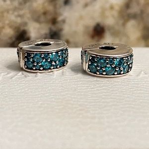 Pandora Teal Pavé Clip Charm Set